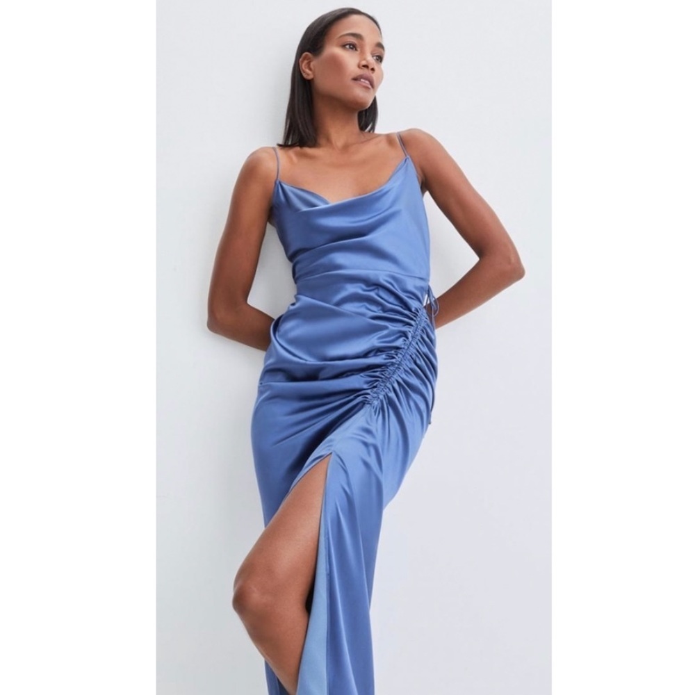 Veronica Beard Natasha Dress in Steel Blue.